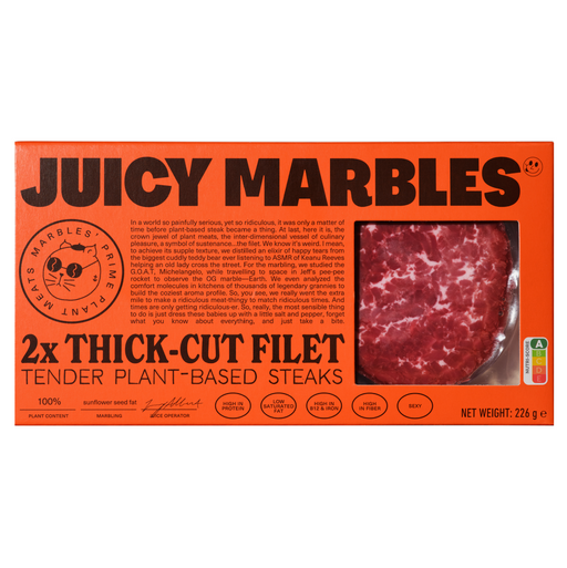 Juicy Marbles veganske steaks / Thick Cut Filet 2stk - (10 dages holdbarhed fra leveringsdag)