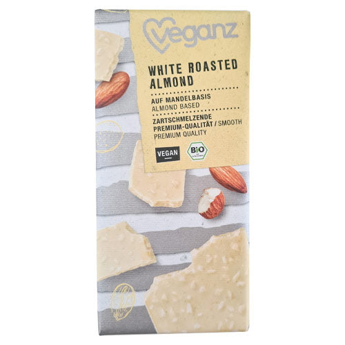 Veganz hvid chokolade med ristede mandler - Øko