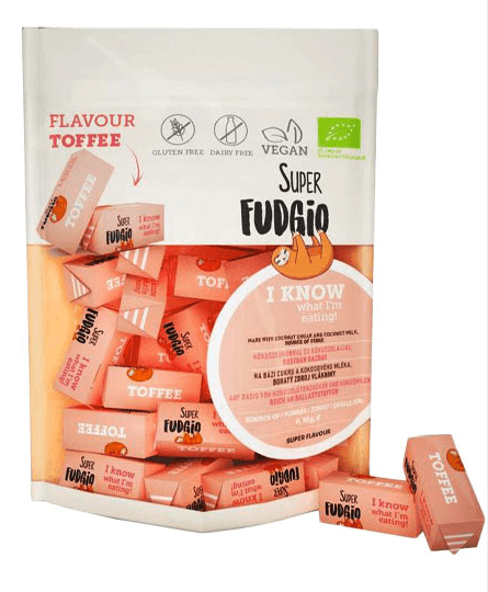 Super Fudgio Veganske karameller toffee smag, øko 150 g.