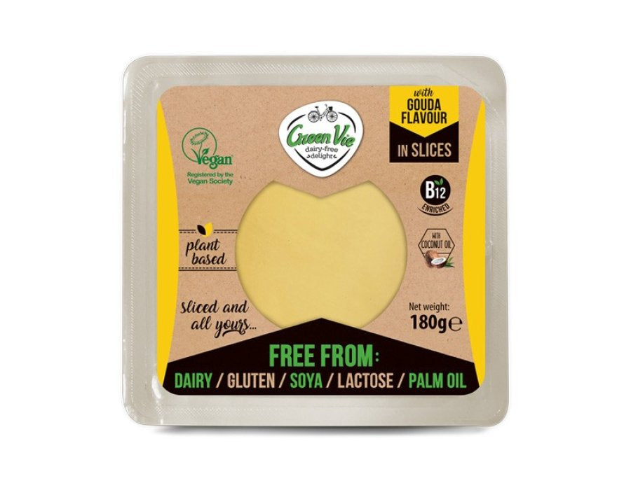 GreenVie vegansk ost i skiver Gouda smag, 180g