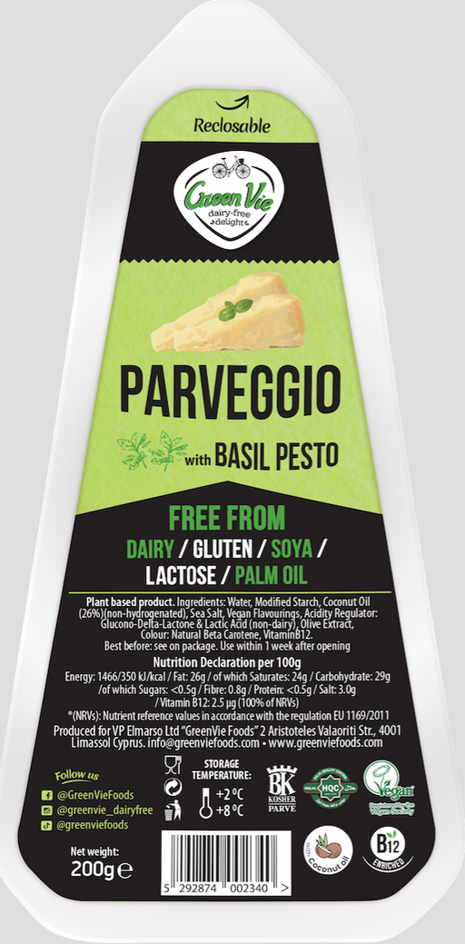 GreenVie Parveggio - "Parmasan smag" med Basil pesto, blok 200g