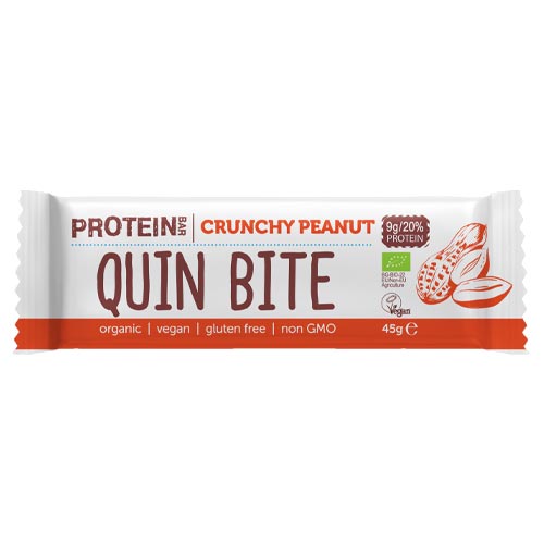 Quin Bite, Vegansk proteinbar - Crunchy Peanuts, glutenfri, Øko