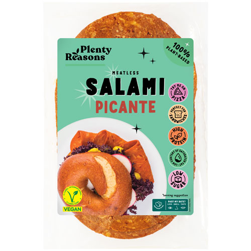 Plenty Reasons - vegansk salami med pikante krydderier, 100g (Bedst før 7/5)