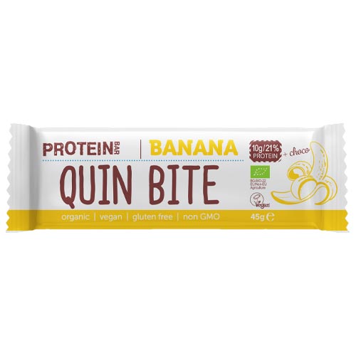 Quin Bite, Vegansk proteinbar - Banan & Choko, glutenfri, Øko