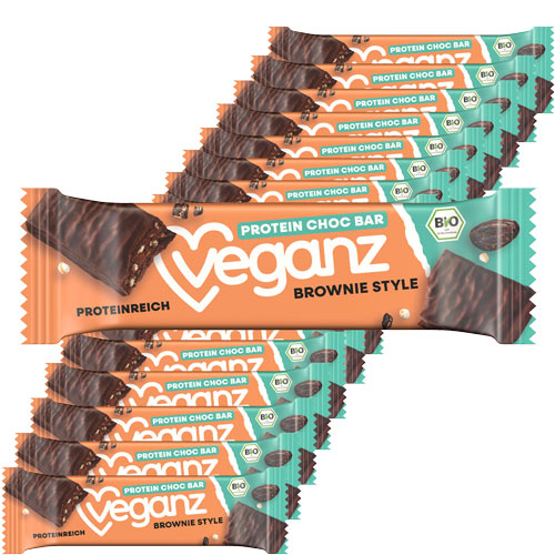 Veganz Vegansk Protein bar - Brownie style, Øko - karton/18 stk