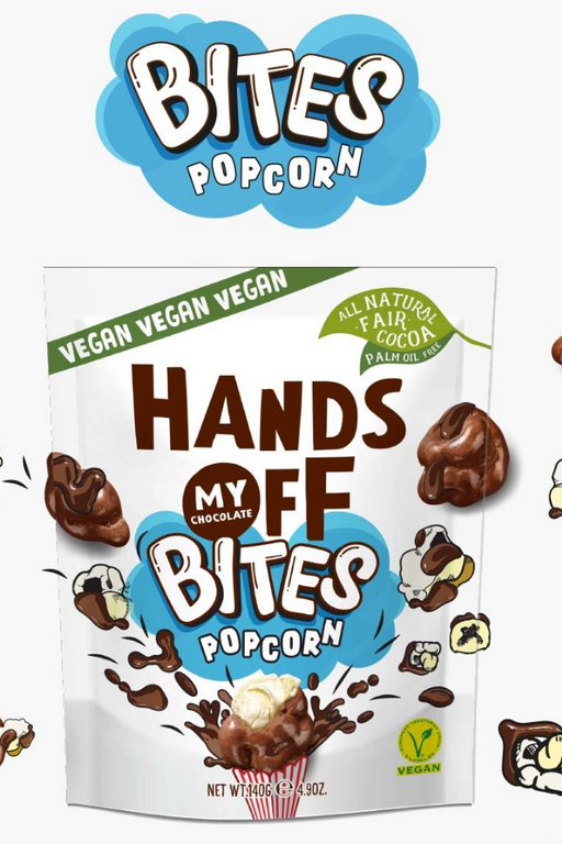 Hands Off, Vegansk Popcorn overtrukket Chokolade Bites, 140g