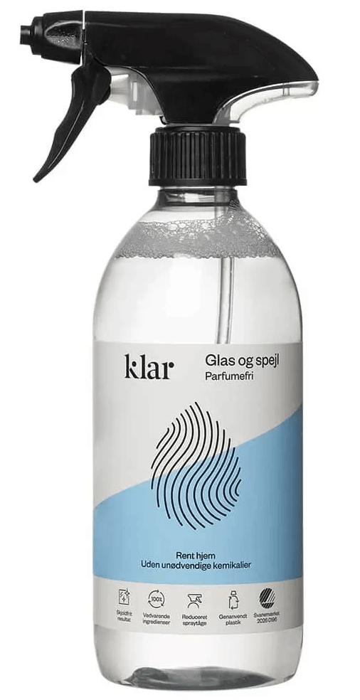 Klar Glasspray parfumefri, 500 ml.
