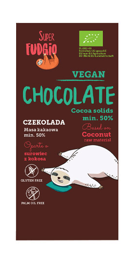 Super Fudgio Vegansk Chokolade, øko 80 g. (bedst før 29/07)