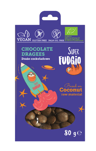 Super Fudgio Vegansk Dragees - Chokoladeknapper, øko 80 g.