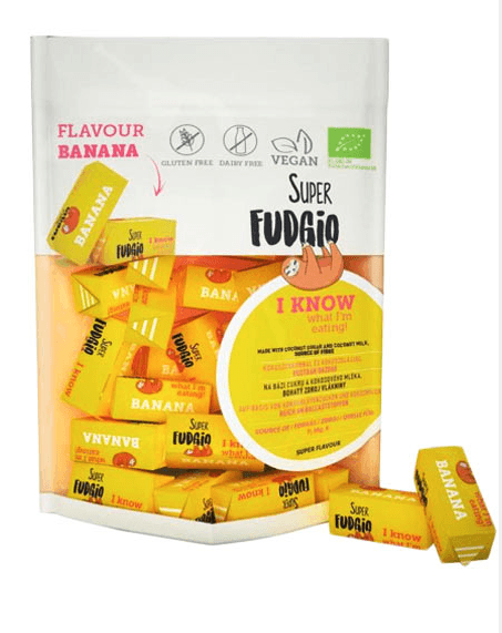 Super Fudgio Veganske karameller med Banansmag, øko 150 g.