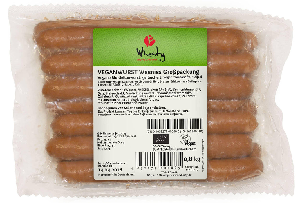 væg trække Afrika Wheaty Vegansk Hot Dog pølser - Økologisk 800g (16stk)
